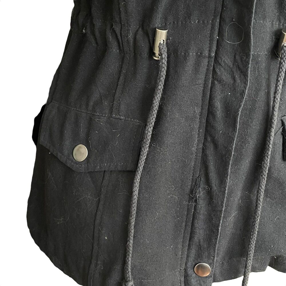 Rails Sz S Black Cargo Dark Academia Utility Jacket Lamb Leather Sleeves $348 - Picture 5 of 9